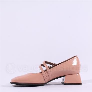 Wonders Fleur 2 Strap Low Heel Mary Jane - Nude Patent
